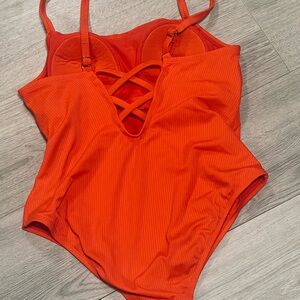 Kona Sol Swimsuit One Piece Sz L Vibrant Orange
